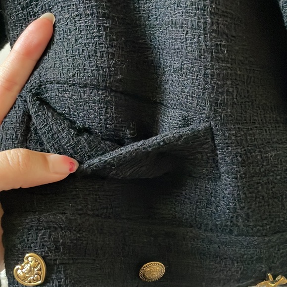 Zara cropped button blazer black 8392/811/800 sz XS - Picture 3 of 9